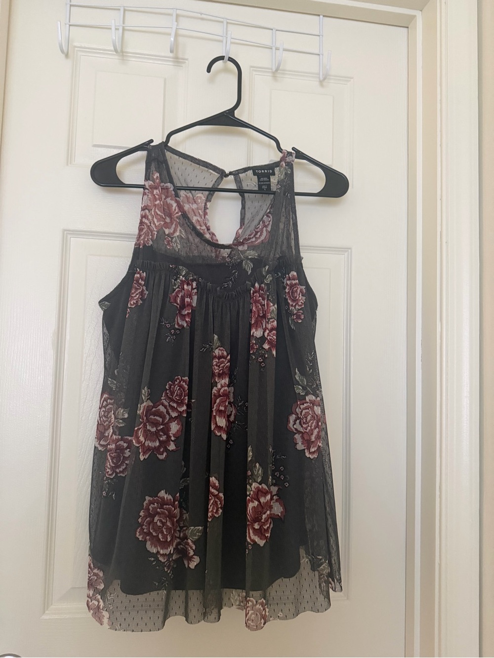 Charlotte Russe Black Rose Mesh Camisole